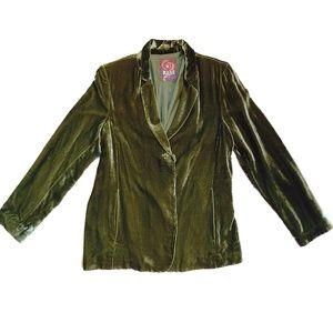 NWOT olive-green silk velvet blazer
